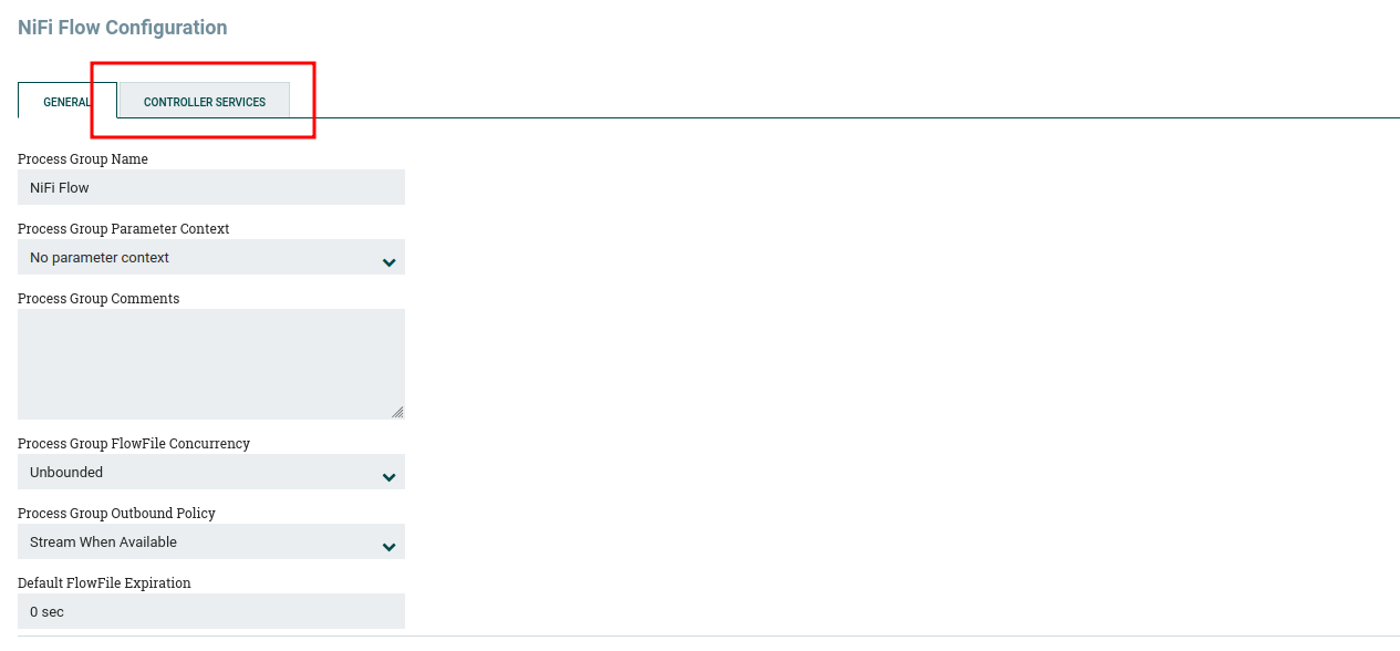Selecting the Controller Services tab