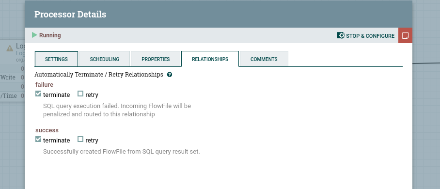 Routing the processor's relationships to terminate