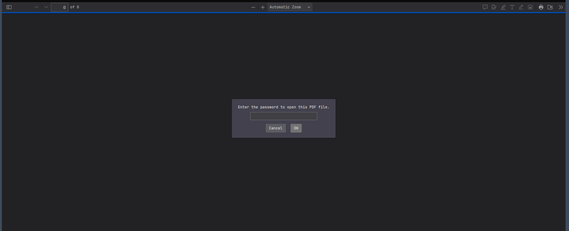 PDF password prompt when opening the Operator Control & Safety Guide